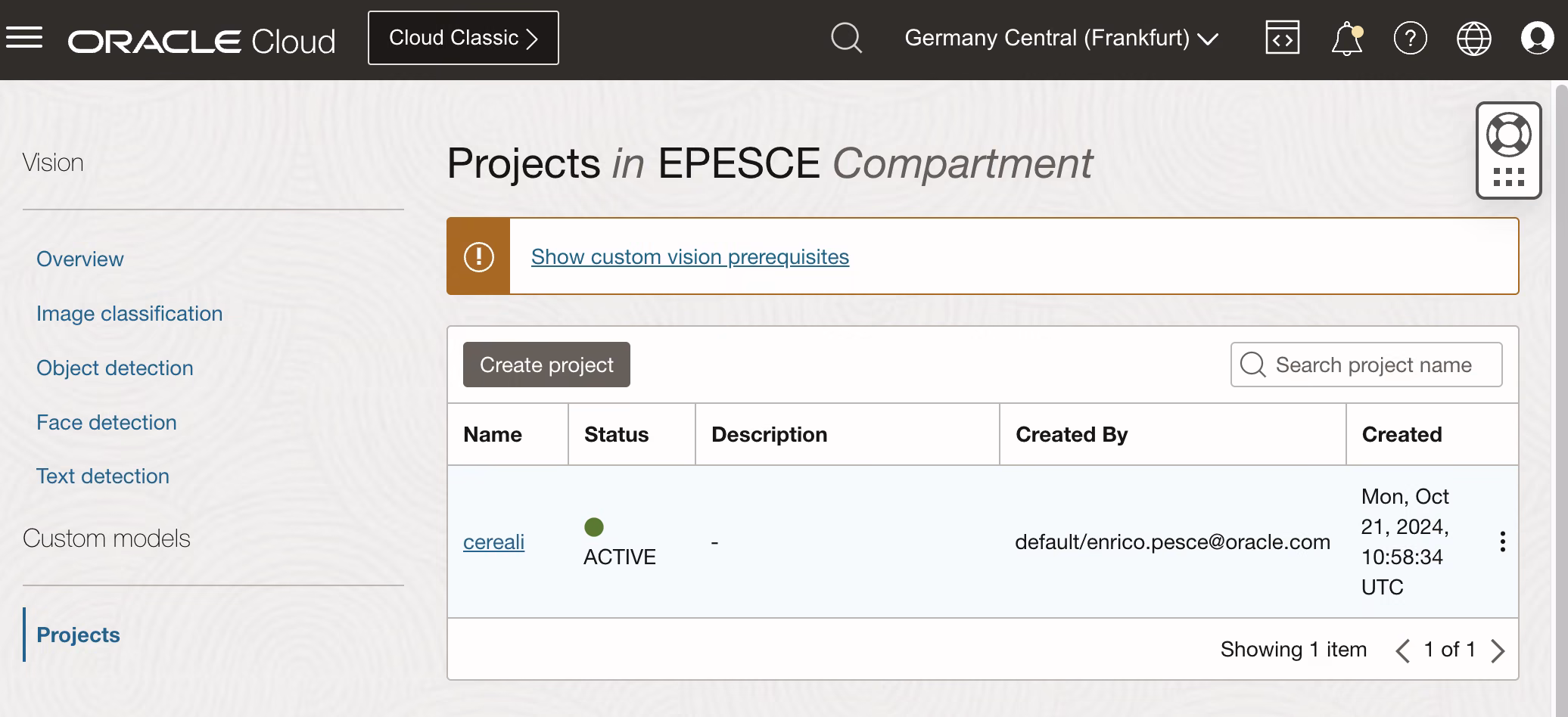 OCI Vision project
